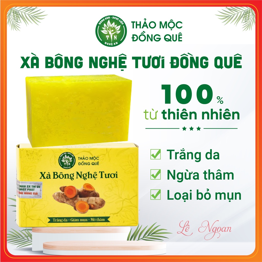 Xà bông nghệ tươi trắng da, ngừa thâm, loại bỏ mụn Thảo mộc Đồng Quê