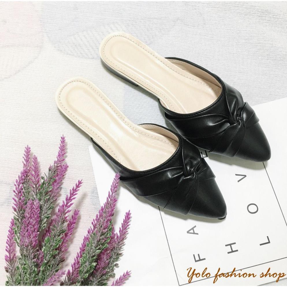 Hình thật-SU6-Giày sục nữ quai xoắn da mềm êm chân | BigBuy360 - bigbuy360.vn