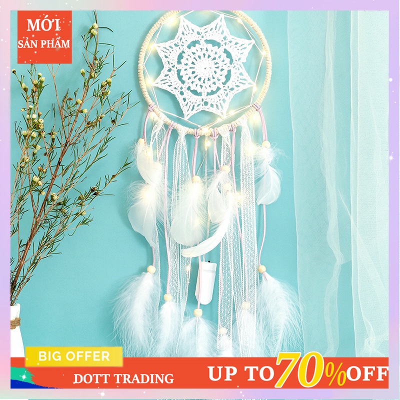 Dreamcatcher phối ren trắng sáng tạo trang trí nhà cửa