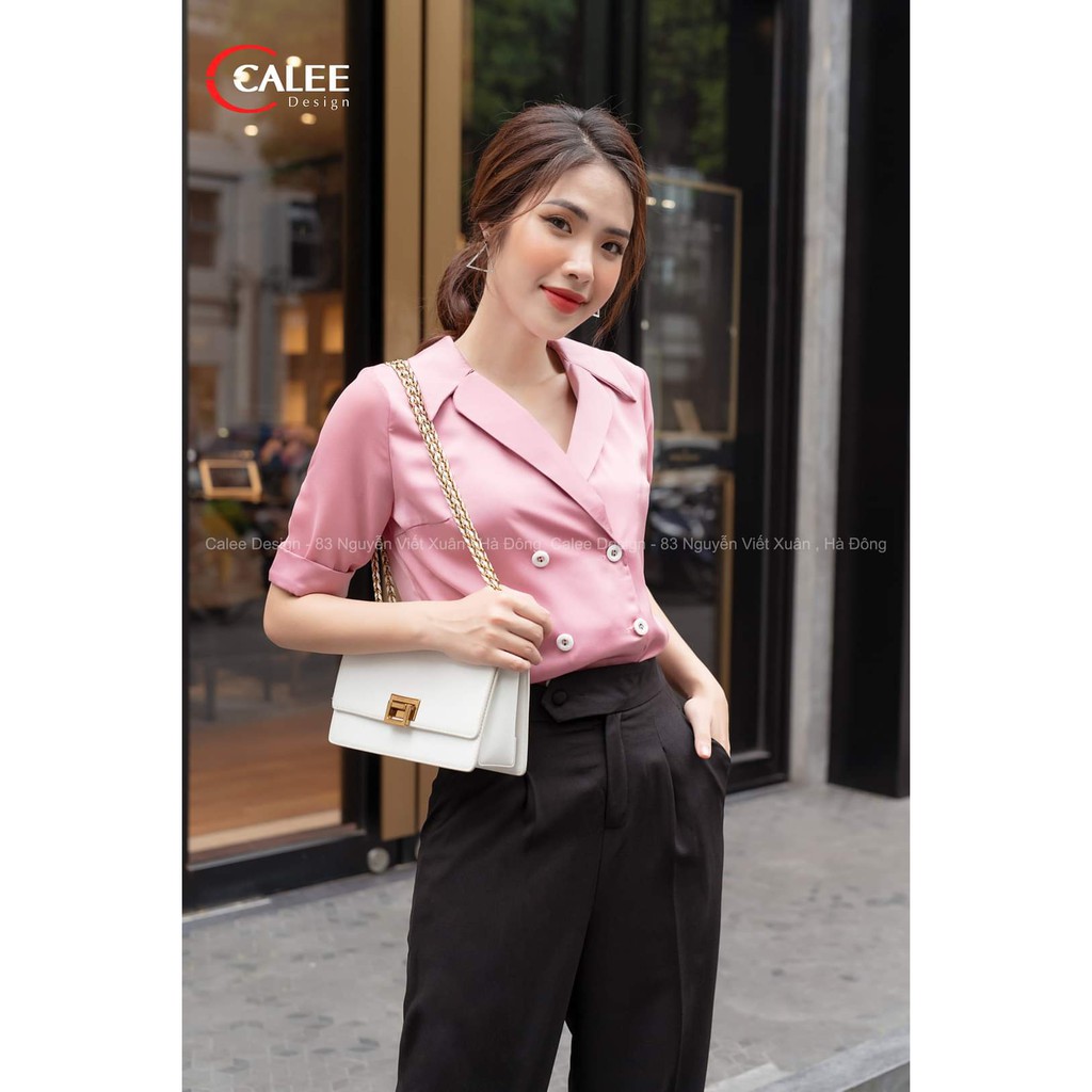 Quần Baggy Nữ Dáng Dài Cúc Bọc Vải Công Sở Cao Cấp