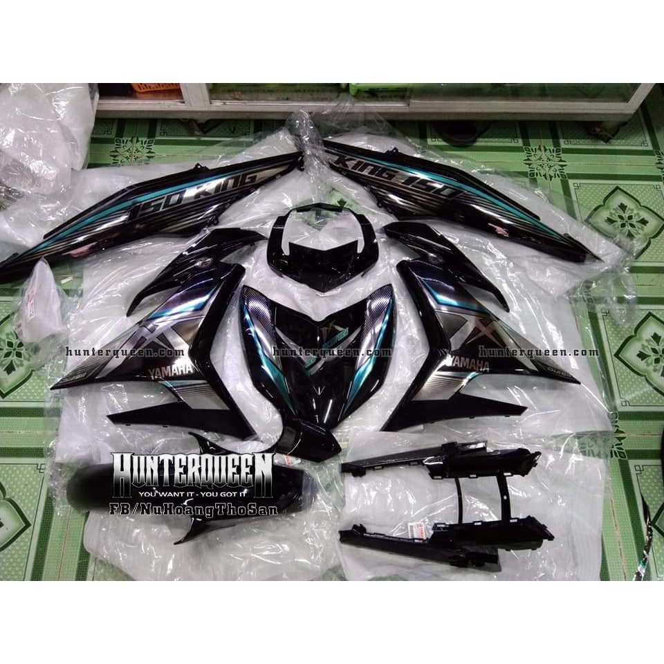 Tem Exciter 150, MX nhọn. Chỉ xanh, xe đen. Chất liệu crom. Chỉnh sửa theo yêu cầu. Sắc nét, bền màu, chống nước