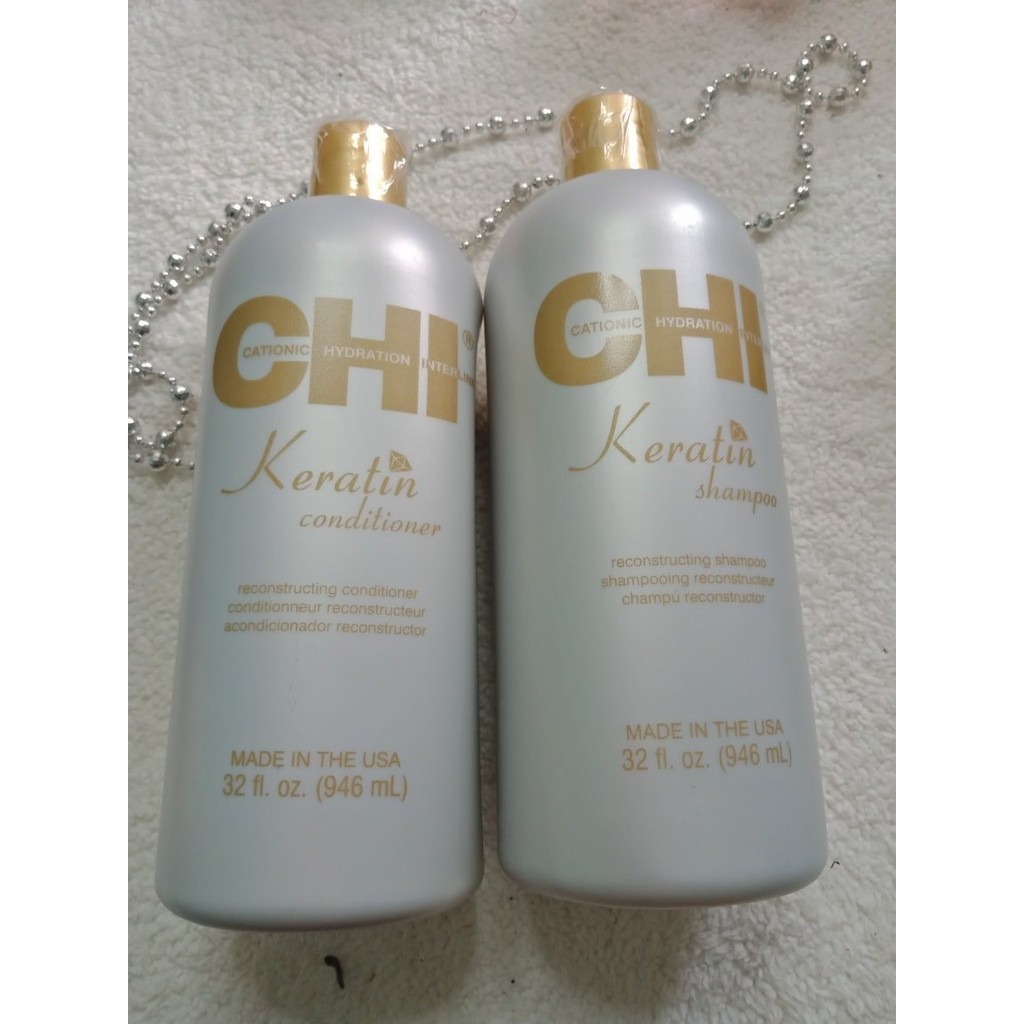 Chính Hãng - Cặp Dầu Gội, Dầu Xả CHI Keratin Reconstructing 946ml X 2 Phục Hồi Tóc Hư Tổn Khô Xơ Chẻ Ngọn