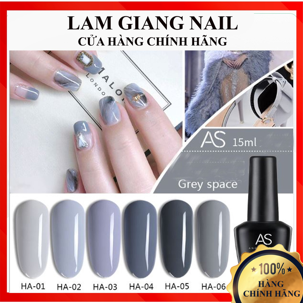 1 set 6 chai sơn gel AS màu xám mã Grey Space ( Mã HA )
