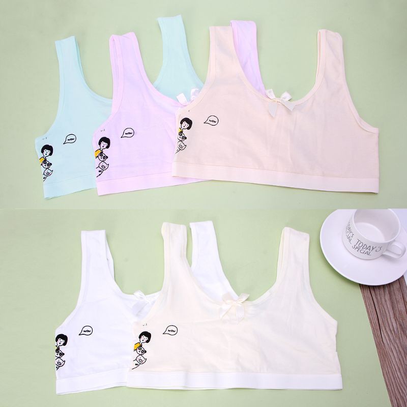 Bra Thể Thao Chất Cotton Hoạ Tiết Hoạt Hình Cho Bé Gái