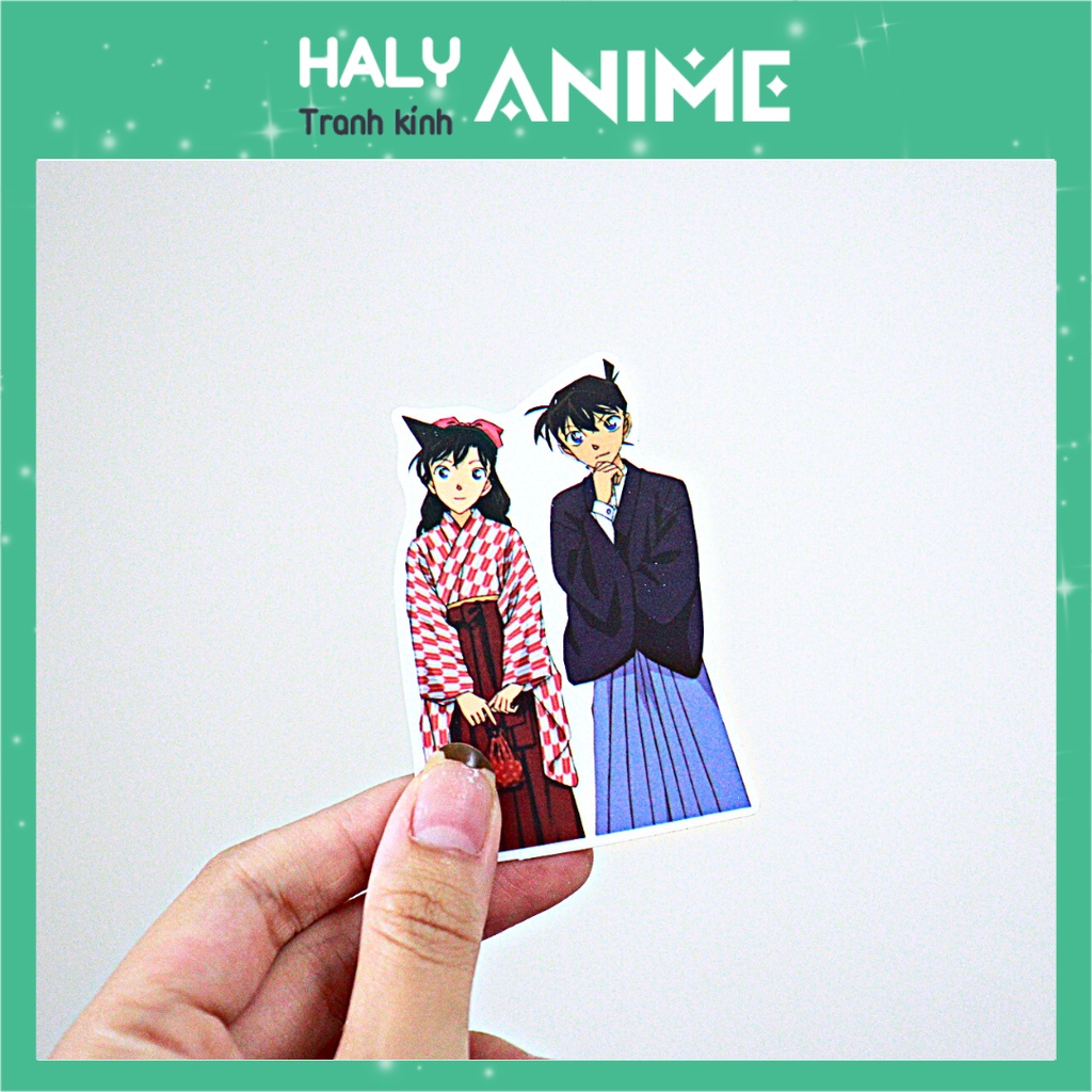 Hình dán sticker anime Conan, set stiker Conan cute, dễ thương dán mũ bảo hiểm, vali, laptop…, PVC, chống nước, bay màu