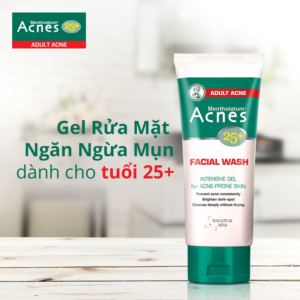 Gel rửa mặt ngăn ngừa mụn tuổi trưởng thành Acnes 25+ Facial Wash 100g