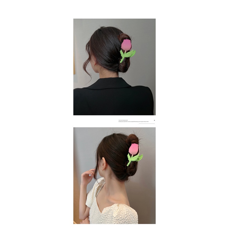 Kẹp Tóc Hình Hoa Tulip Màu Hồng Thời Trang Hàn Quốc Chất Lượng Cao Cho Nữ