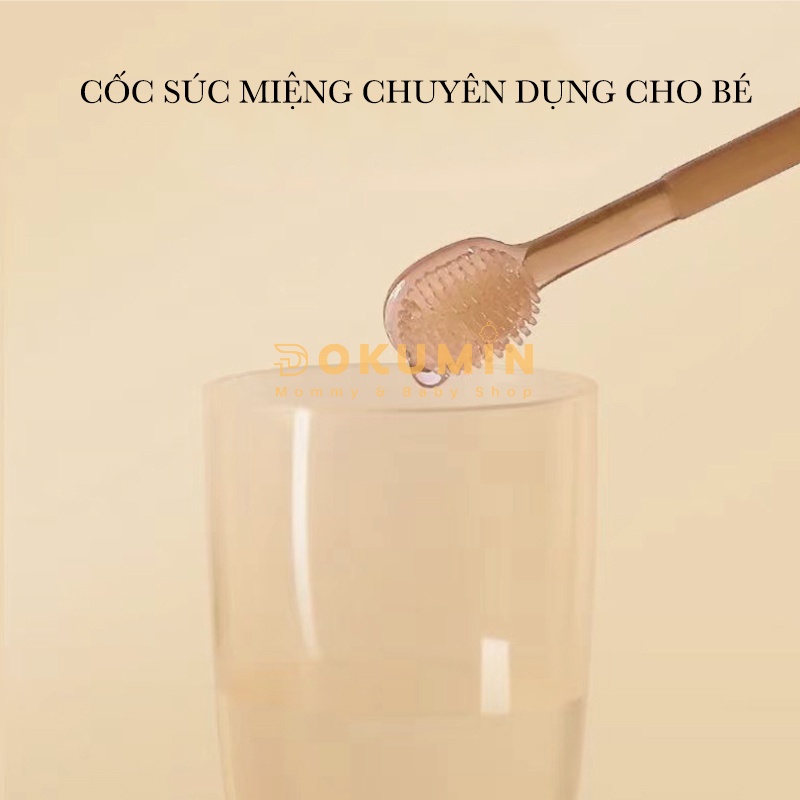 Rơ lưỡi silicon cho bé chống tưa miệng bộ rơ lưỡi bàn chải kèm và cốc an toàn cho bé sơ sinh DOKUMIN RLS303