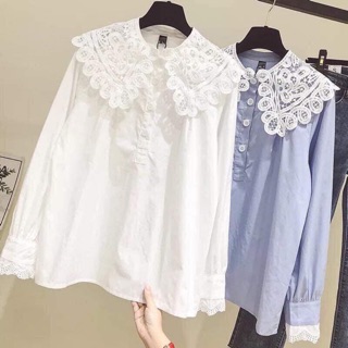 Áo sơ mi phối cổ ren