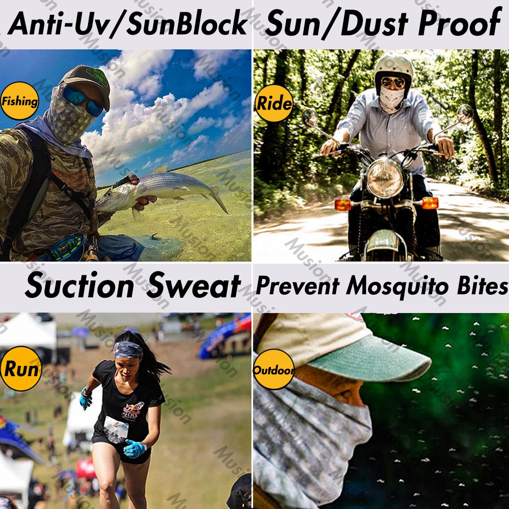 Harley Digital Printed Buff Mask UPF 30+ Khăn mặt cho cưỡi mô tô / xe đạp / câu cá và thể thao ngoài trời