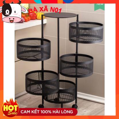 ệ Tròn Xoay Đa Năng - Kệ Rau Củ Quả 3/4/5 Tầng Có Bánh Xe Di Chuyển.