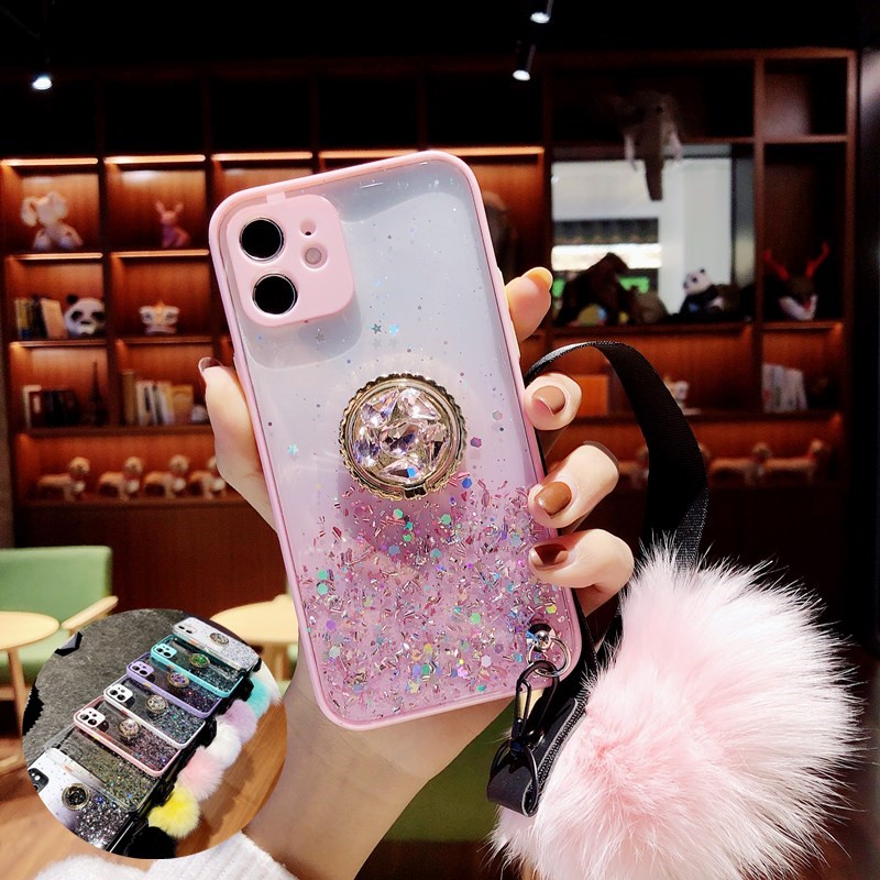 Ốp Điện Thoại Đính Đá Lấp Lánh Có Dây Đeo Cho OPPO A12 A12E A7 A5 A5S A3S OPPO A53 2020 A92 A52 F9 A59 A37 F1S A1K