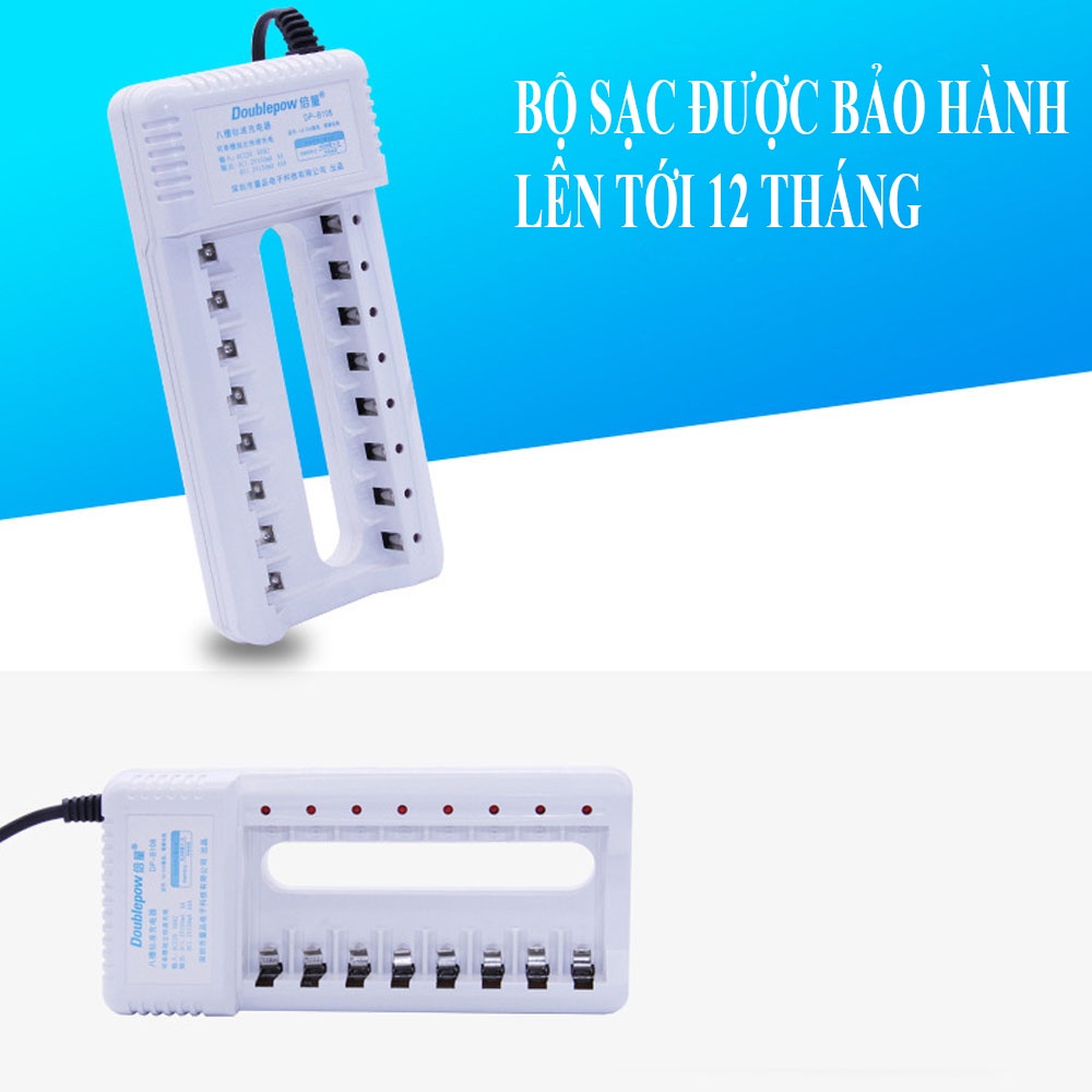 Bộ sạc pin tiểu AA AAA 8 cổng Doublepow DP-B108 - Sạc pin tiểu đa năng Nimh Nicd tiêu chuẩn
