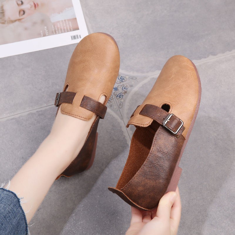 Giày da đế mềm phong cách retro thanh lịch