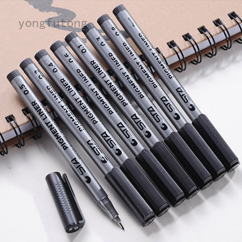 Bút bi nước màu đen ngòi 0.1 0.2 0.3 0.4 0.5 0.6 0.8