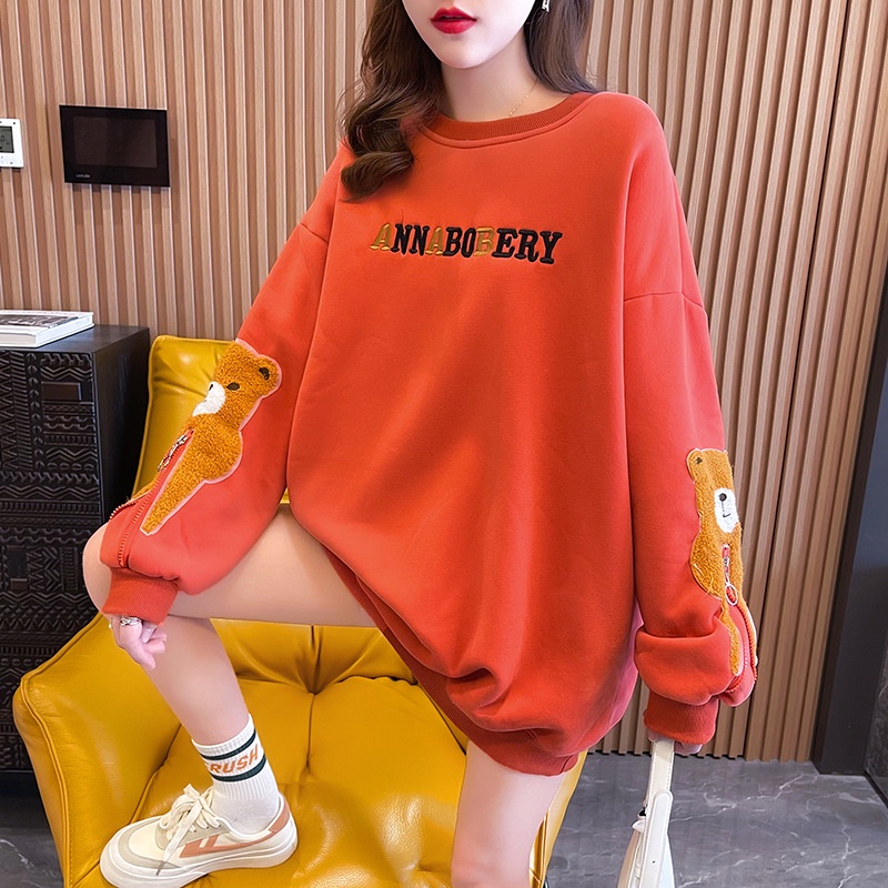 Áo Sweater cổ tròn thêu họa tiết thời trang cho nữ Áo sơ mi dài tay nữ Áo thun dài tay nữ