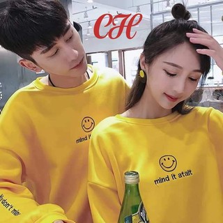  Combo 2 áo nỉ thu đông dài tay Unisex nam nữ mặt cười chữ tay