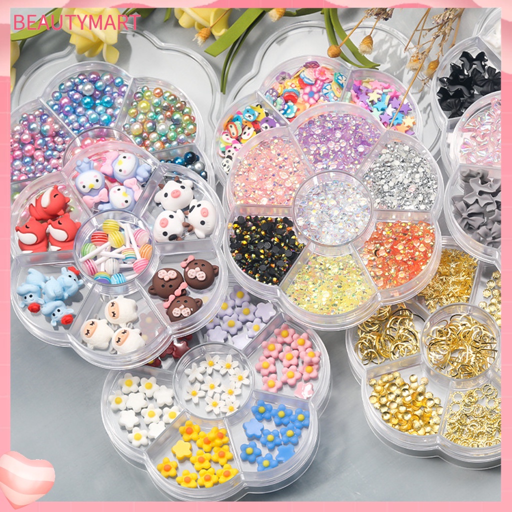 1 Hộp Phụ Kiện Trang Trí Móng Nghệ Thuật Tạo Hiệu Ứng 3D Sống Động Không Cần Khoan Lỗ Đính Đá Cho Nữ