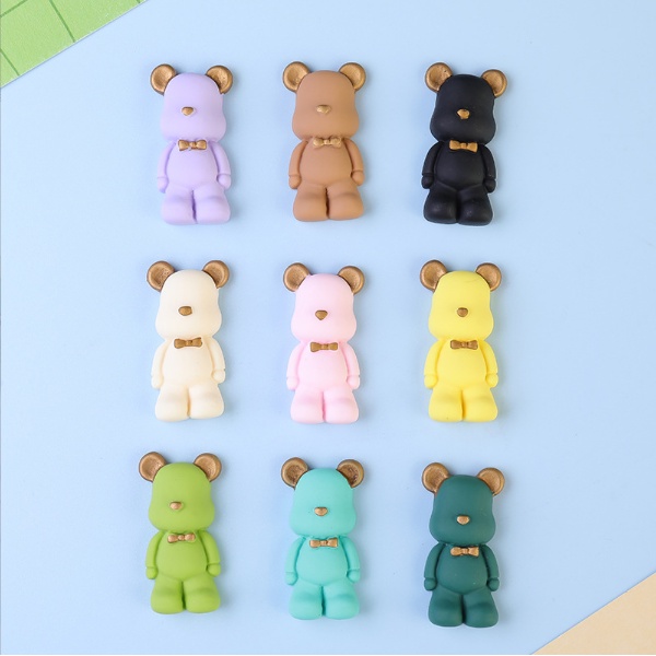Jibbitz gấu BearBrick bóng mờ nhiều màu gắn dép sục Crocs