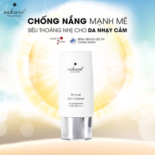 [CHÍNH HÃNG SAKURA] NH.Ũ T.ƯƠNG CHỐNG NẮNG VẬT LÝ CAO CẤP SAKURA PHYSICAL DAILY DEFENSE SPF 50+ PA++ 60G - CHỐNG NẮNG