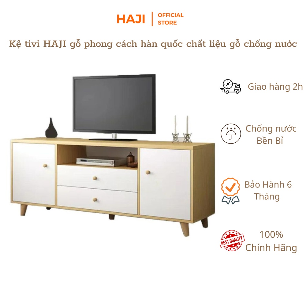 Kệ tivi phòng khách HAJI có ngăn kéo và hộc lưu trữ vật dụng kiểu dáng sang trọng A142