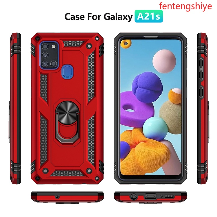 Ốp Điện Thoại Silicone Chống Sốc Kèm Móc Xỏ Ngón Nam Châm Cho Samsung Galaxy A21 A21S A41 A7 A8 Plus A9 2018 A9S A9 Star pro A750