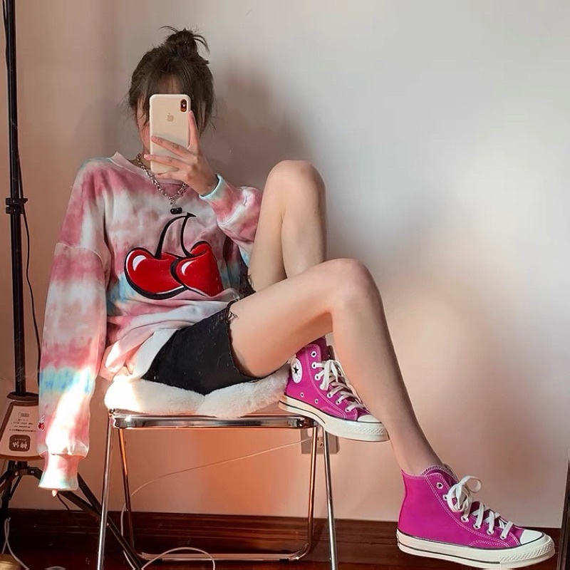 Áo sweater nỉ da cá KIRSH màu loang tie dye made in Korea