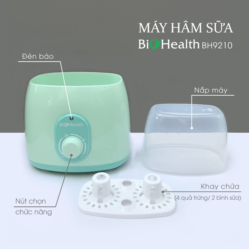 [Chĩnh Hãng] Máy hâm sữa đa năng Biohealth bh9210, hâm thức ăn, tiệt trùng bằng hơi nước, dung tích chứa 2 bình lớn