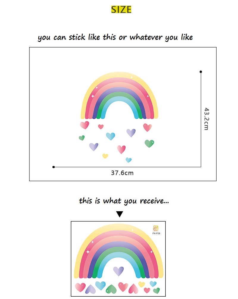 Sticker Dán Tường Tự Dính Họa Tiết Cầu Vồng Dễ Thương Bắt Mắt