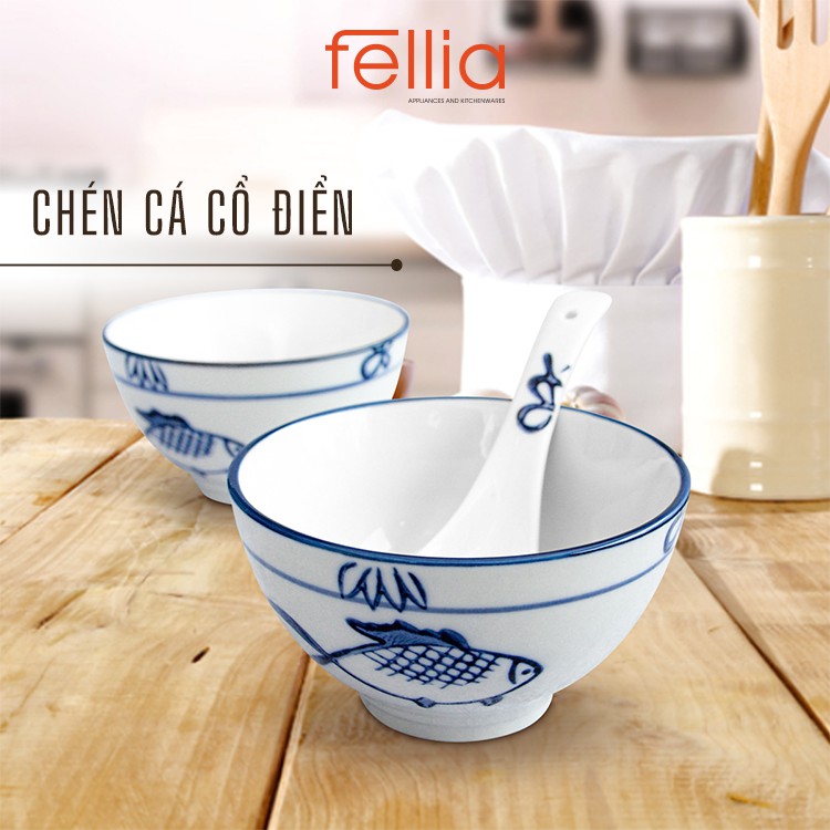 Muỗng sứ cao cấp Fellia có in hoa văn đôi thìa tinh tế_FELCA076