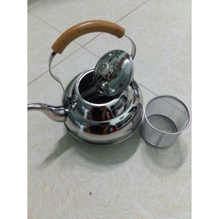 Ấm lọc trà quai gỗ inox 304