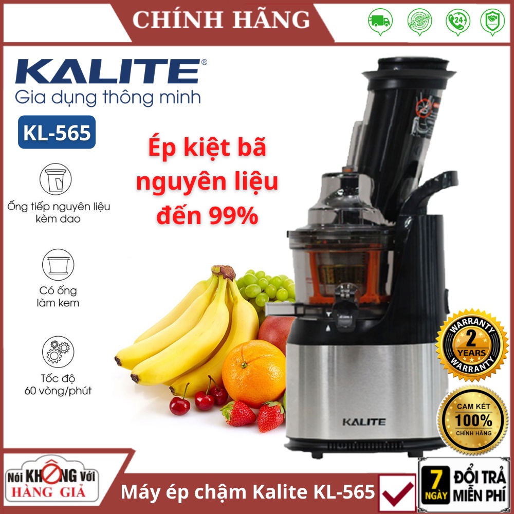 Máy ép chậm trái cây rau củ Kalite KL 565 cao cấp , công suất lớn 240W kiệt 99% , thiết kế an toàn , có lõi làm kem