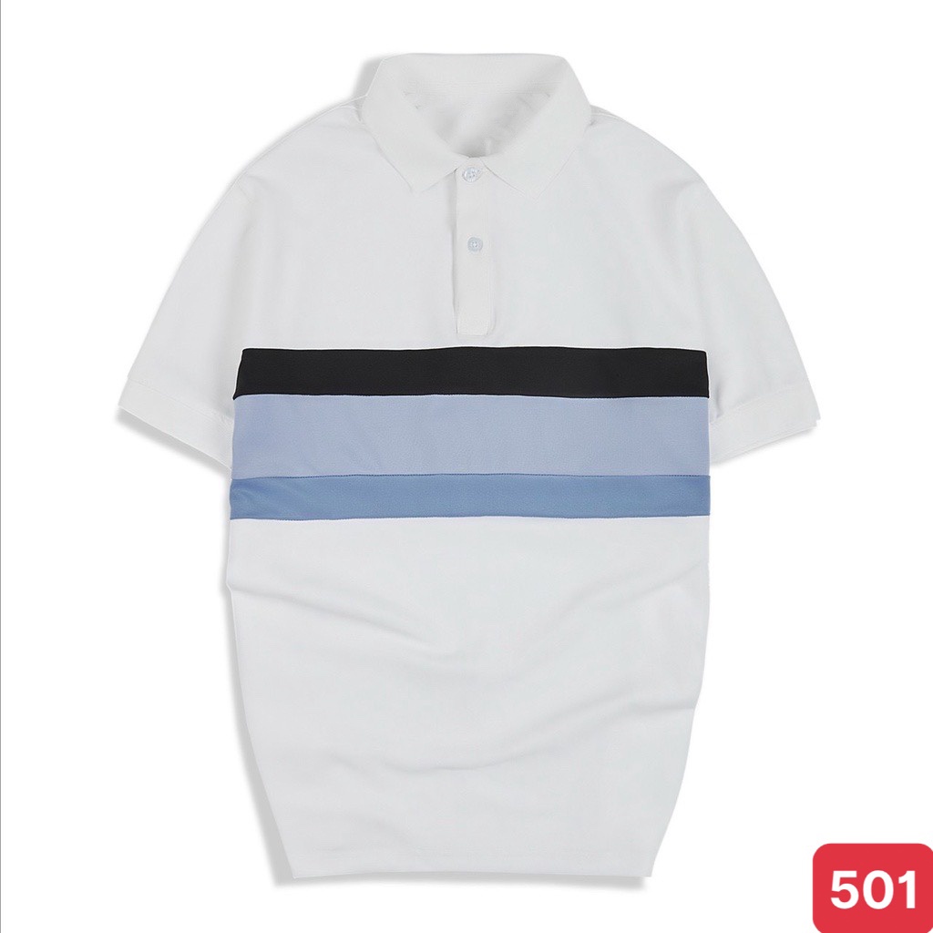 Áo thun nam polo cổ trụ màu trắng chất vải cotton dày dặn co giãn tay ngắn, phông nam đẹp ADO28 nhiều mẫu