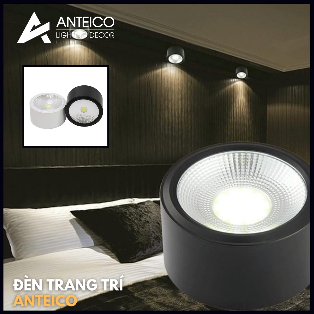 Đèn ống bơ ốp trần nổi 7W + 12w ánh sáng vàng, 3 màu + Bảo hành 2 năm Anteico