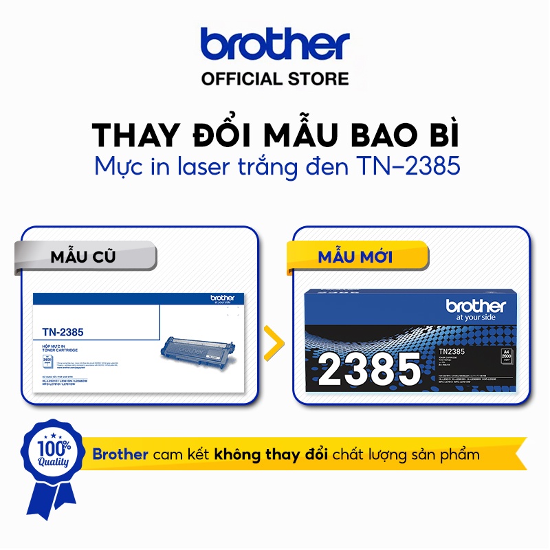 Mực in laser trắng đen Brother TN-2385 cho HLL-2321D/2361DN/2366DW/MFC