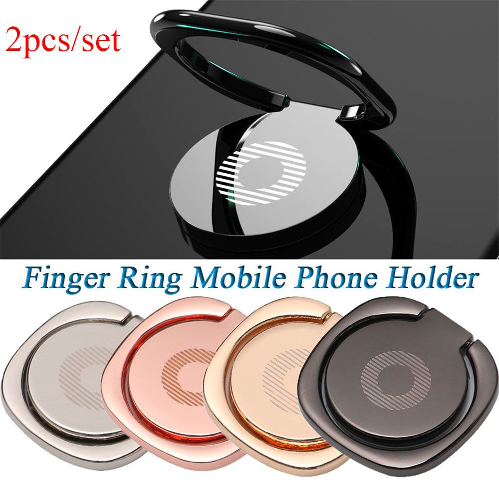 Set 2 Nhẫn Đỡ Điện Thoại Bằng Hợp Kim Nhôm Siêu Mỏng Xoay 360 Độ Đa Năng Tiện Dụng
