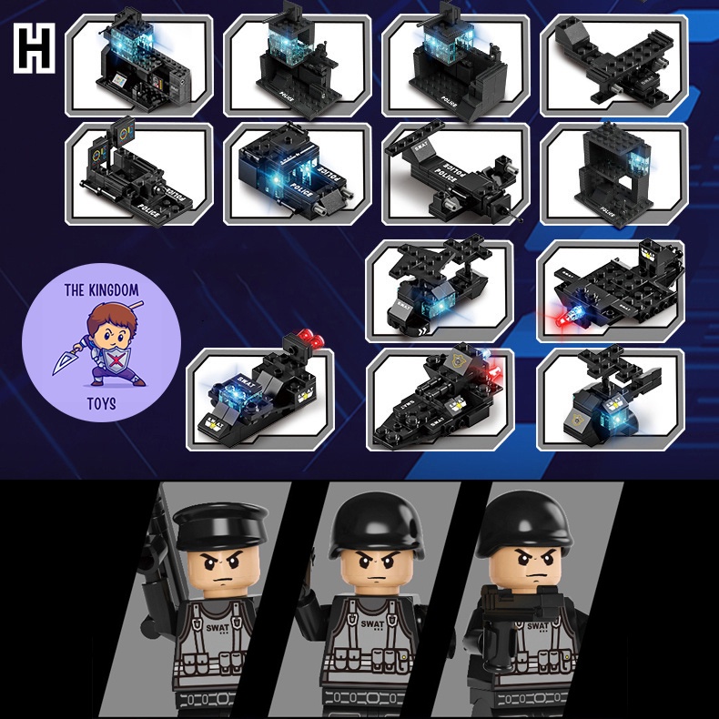 Đồ Chơi Lắp Ráp Mô Hình Cảnh Sát SWAT ROBOT / Máy Bay Trực Thăng / Xe Chỉ Huy / Cảnh Sát Đặc Nhiệm 750 Chi Tiết