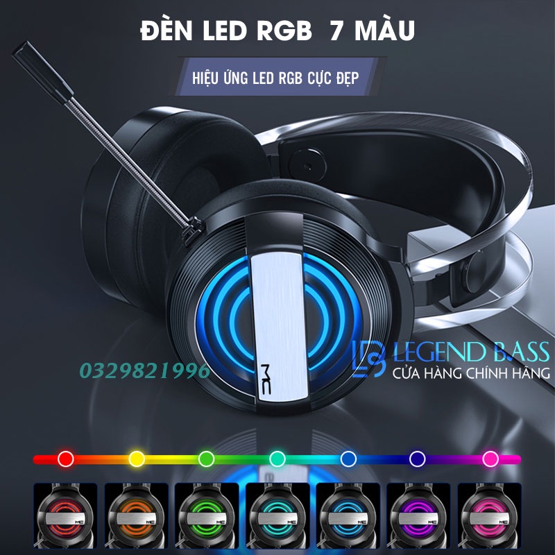 Tai Nghe Gaming Chụp Tai Có Mic Cho Máy Tính Laptop Và Điện Thoại, Headphone Game Thủ Có Đèn Led, Âm Trong, Bass Trầm