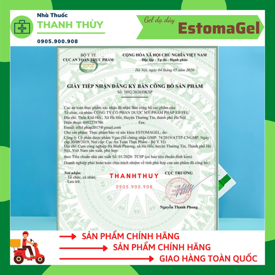 ESTOMAGEL Hộp 20 Gói x15ml Gel Uống Giảm Nhanh Cơn Đau Dạ Dày & Tá Tràng