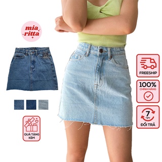 Chân váy bò denim gấu cắt Denim skirt Mia Ritta v1017 ảnh thật
