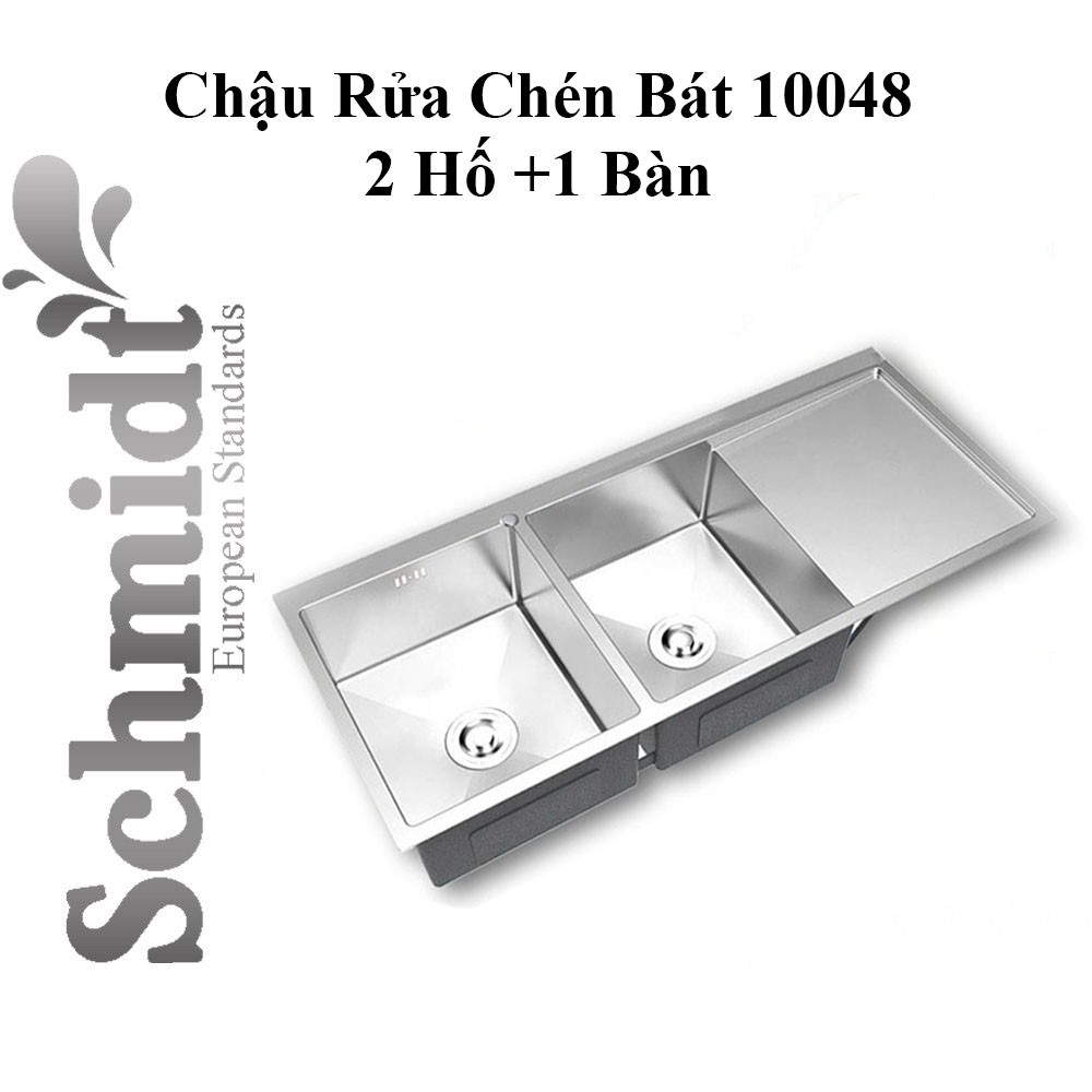 Chậu Rửa Chén Bát Schmidt 2 Hố +1 Bàn Inox Cao Cấp 304 Kích Thước 100x48x23cm