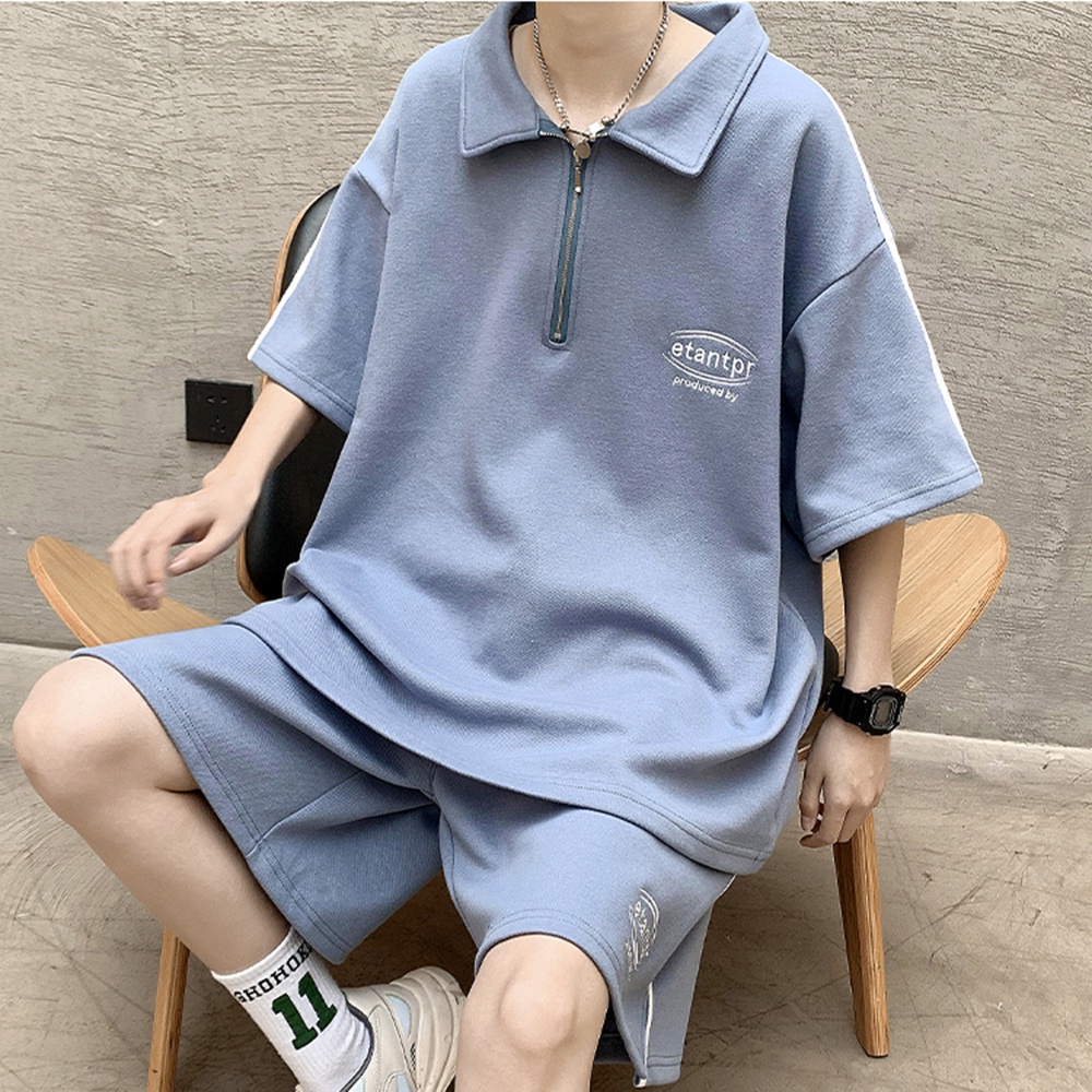Set Đồ Thể Thao Nam Mùa Hè Áo Cộc Tay Cổ Bẻ In Logo Form Rộng Hot Trend 2023 Zenkodlmen - SET NAM 008C