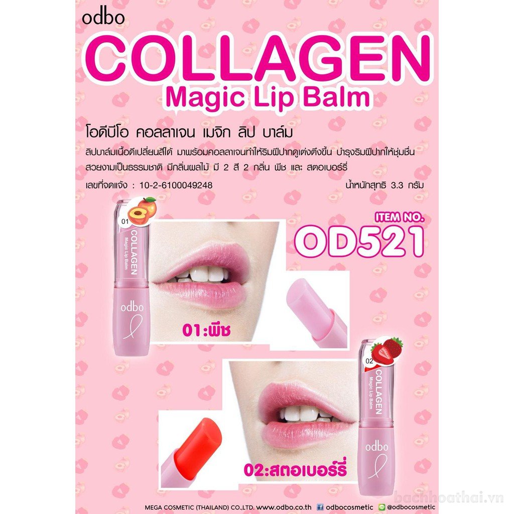 Soņ dưỡng môi Odbo collągen magic Lip Balm  (Thái Lan)