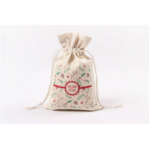 Túi Đựng Quà Giáng Sinh Bằng Vải Canvas In Hình Tuần Lộc &amp;Amp; Ông Già Noel