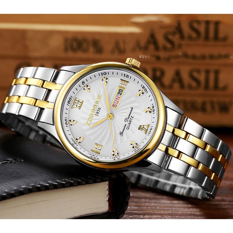 Đông hồ Nam KINGNUOS K1856 Chạy 2 Lịch Thứ Và Ngày Dây Thép Không Gỉ | BigBuy360 - bigbuy360.vn