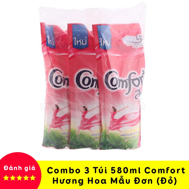 【ƯU ĐÃI】Combo 3 Túi Nước Xả Vải Comfort Thái Lan 580ml (Được Chọn Màu)