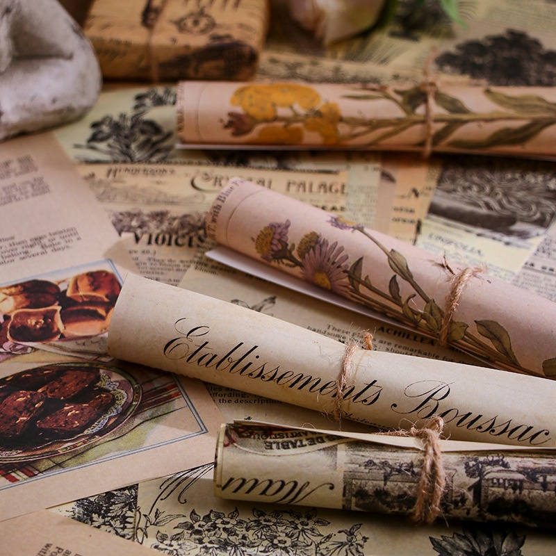 Set 30 Tờ Giấy Làm Phông Nền Trang Trí Sổ Tay Diy Phong Cách Retro