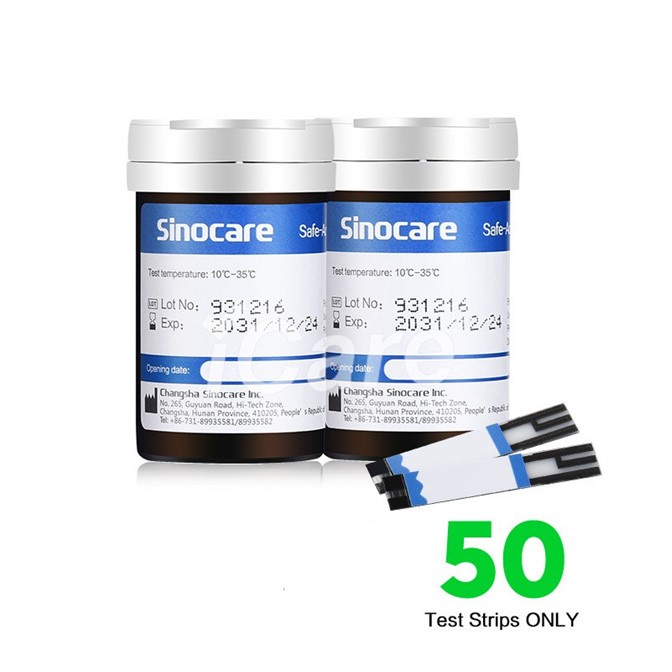 100/50 Que thử Đường Huyết Sinocare Safe Accu