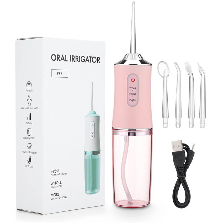 Máy Tăm Nước Cầm Tay Oral Irrigator Máy Tăm Nước Vệ Sinh Răng Miệng Cao Cấp - Tặng Kèm 4 Đầu Vệ Sinh Răng Miệng