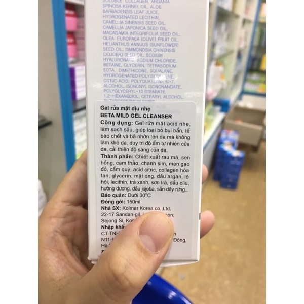 Sữa rửa mặt dịu nhẹ Beta mild gel cleanser 150ml